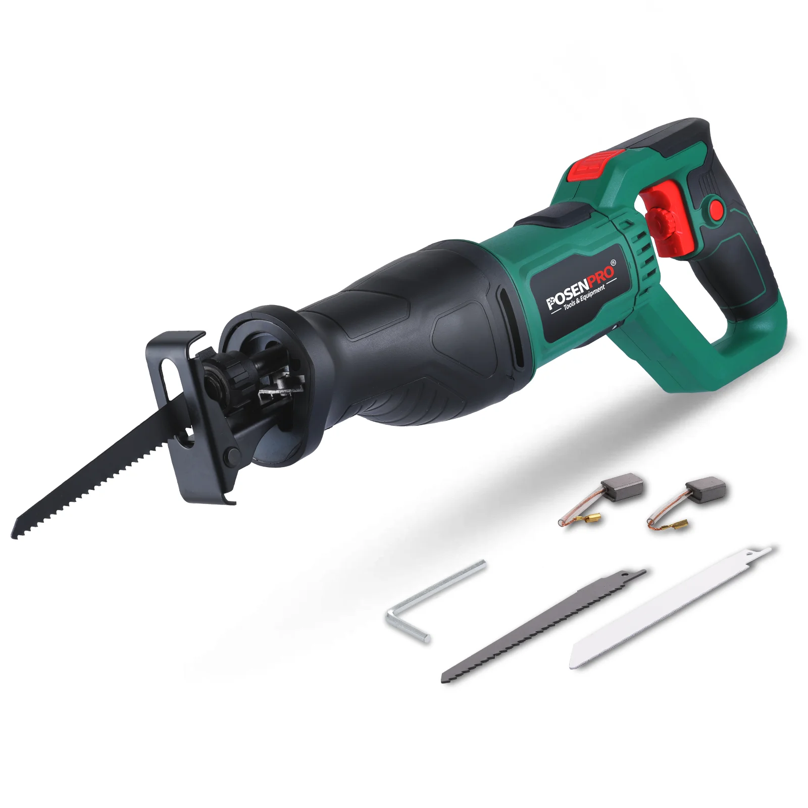 Piła szablasta elektryczna 710W, piła szablasta z regulacją prędkości, uchwyt obrotowy 180 stopni, zestaw 2 brzeszczotów do drewna/żelaza