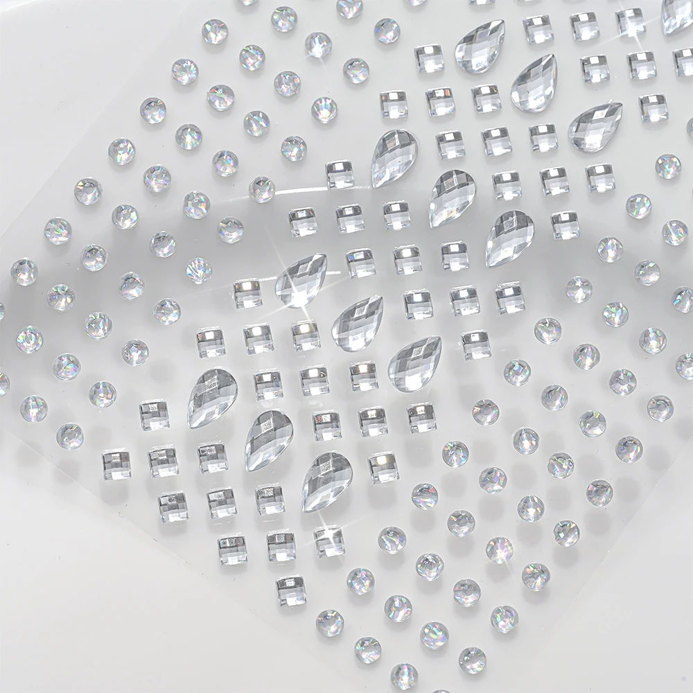 1pc 3D Holographic Bohemian Face Stickers Fantasy Tear Drop Rhinestone Face Gem Sticker Sparkly Diamond Eyes Face Makeup Sticker - view 6