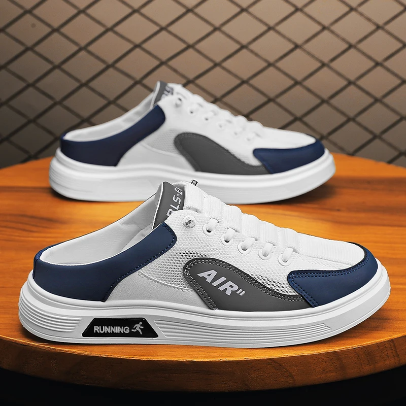 

Half Slippers Men Low-top Canvas Shoes Casual Breathable Sneakers Korean Style Autumn Lace Up Casual Non-slip Trainers