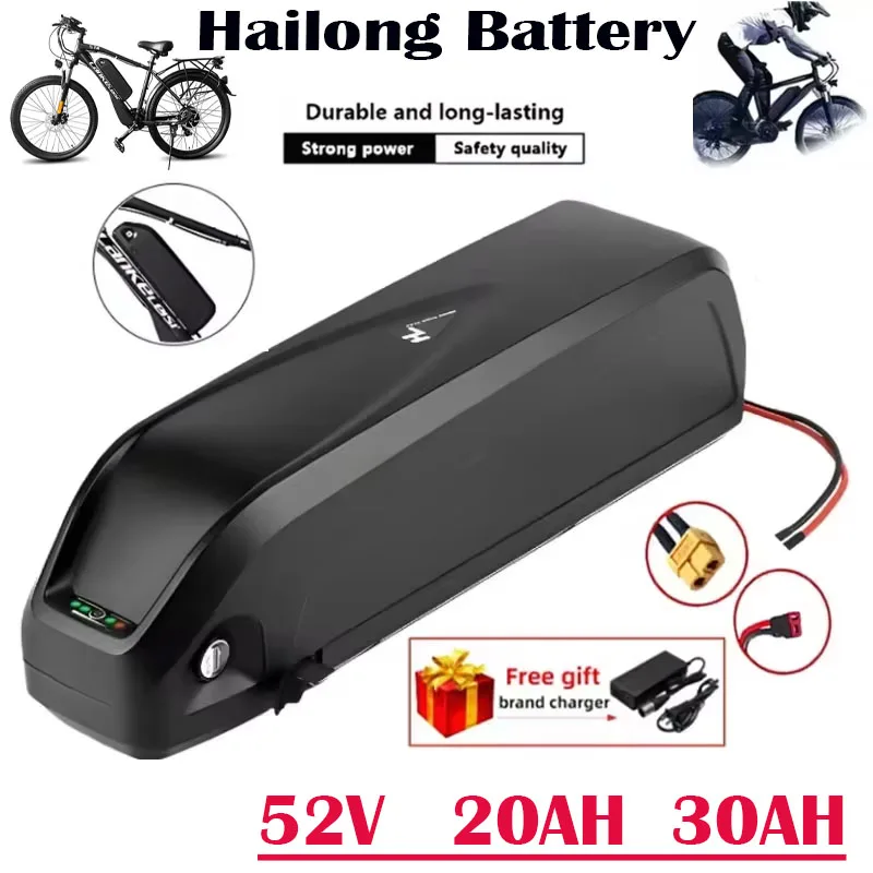 2024 Brand Original 52V 20Ah 30AH Hailong Electric Bike Battery with BMS for 350W 500W 750W 1000W Motor Electric Mountain Bikes