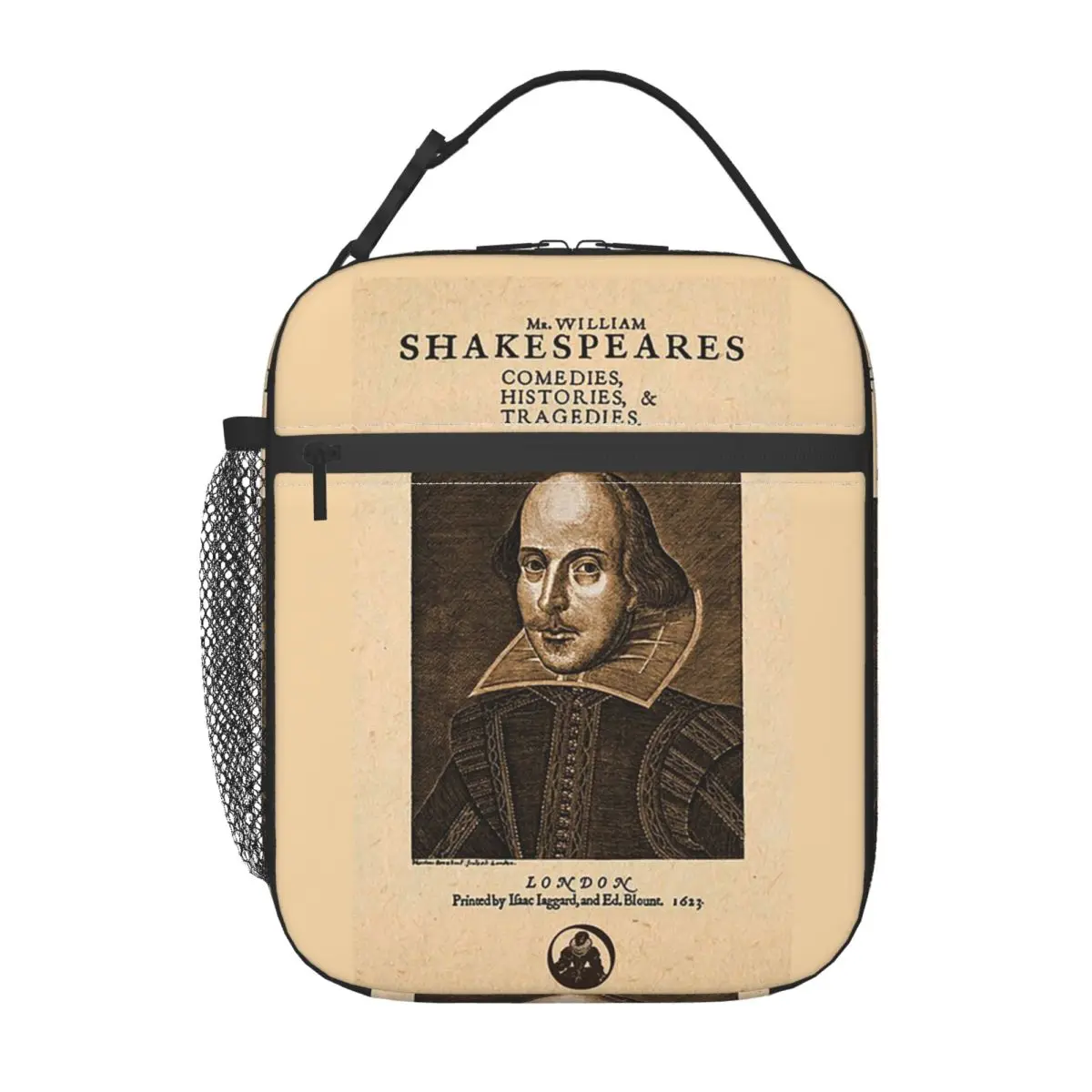 Shakespeare First Folio Front Piece Insulated Lunch Bag for Women Children Portable Food Boxes Thermal Lunch Box Tote
