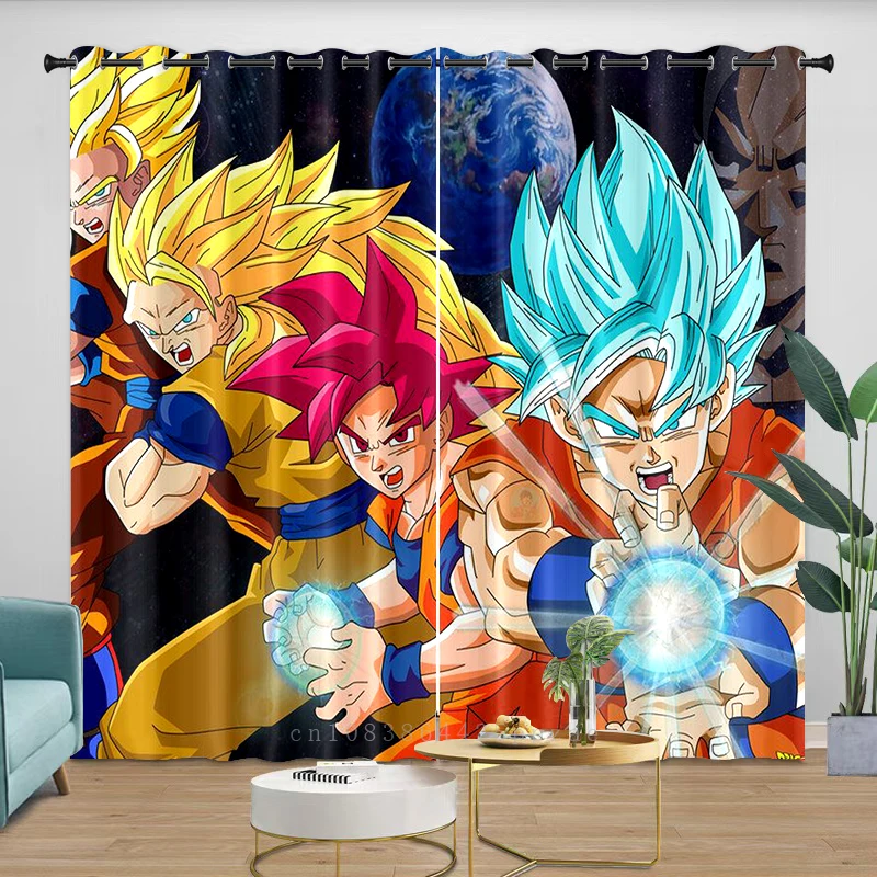 

Curtain Dragon Ball Cartoon Partition 100% Polyester Shade Bedroom Decorations Room Curtains Home Multiple Size Window Hangings