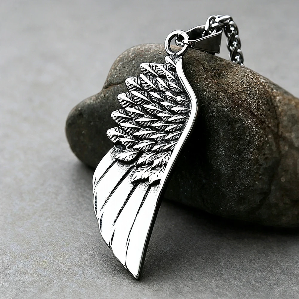 Angel Wings Feather Pendant Necklace Memorial Keepsake for Unisex Stainless Steel Guardian Angel Religious Jewelry Gift Dropship