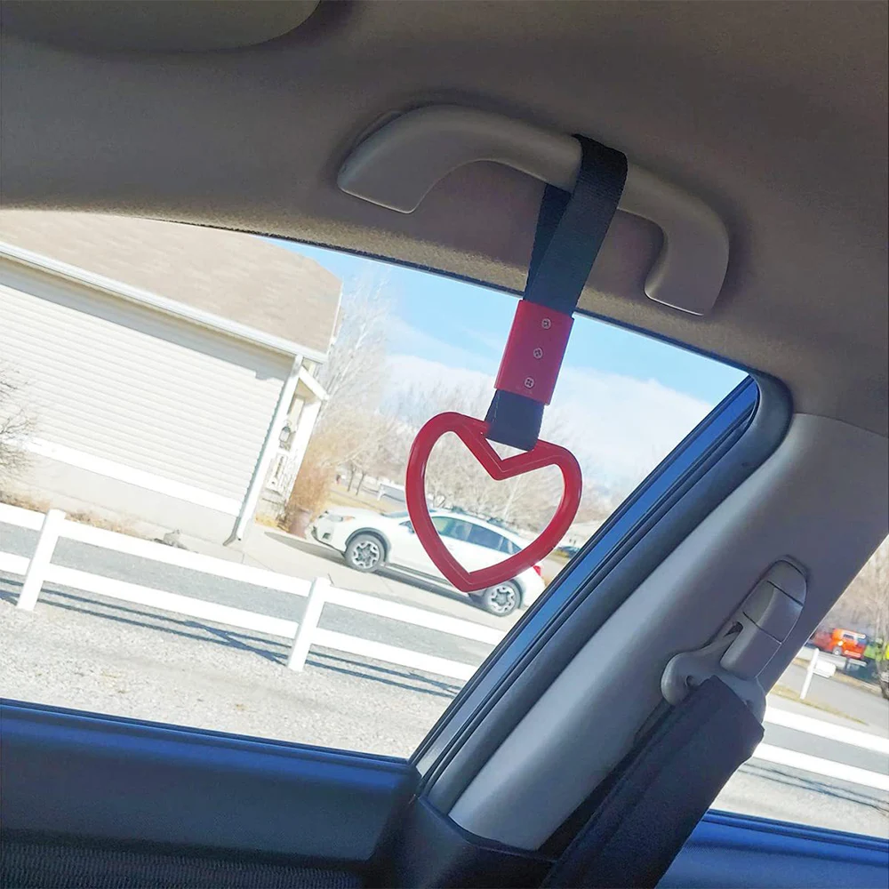 Car Decor Heart Shaped Pull Ring Plastic Interior Handle Hanging Ornament for Auto Accessories Vehicle Interior Decoration