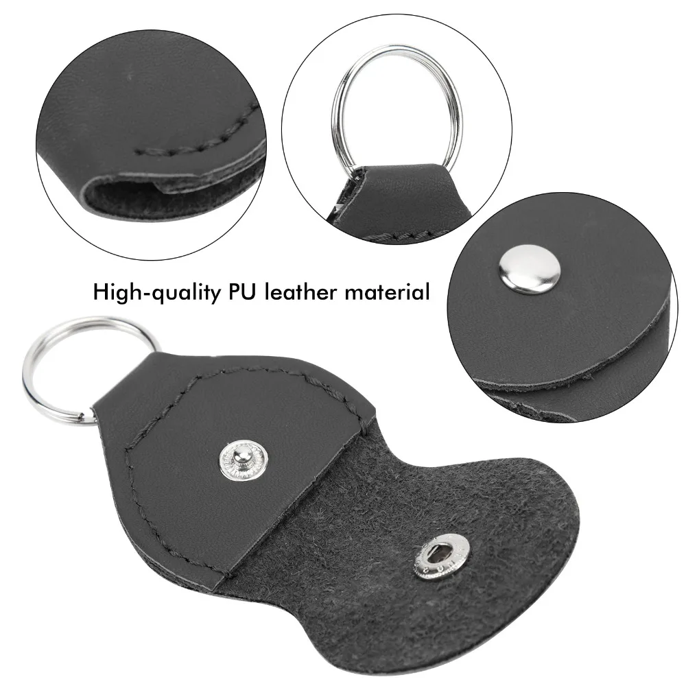 3PCS PU Leather Leather Guitar Picks Keychain Black/Coffee color Snap Open Closure Keychain Coin Holder Snap Open Key Case