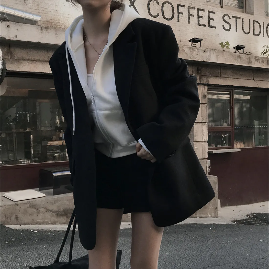 Women's Woolen Coat Hepburn Style Loose Fit Thickened Suit Collar Autumn Winter New Fashion Korean Style Long Sleeve Top