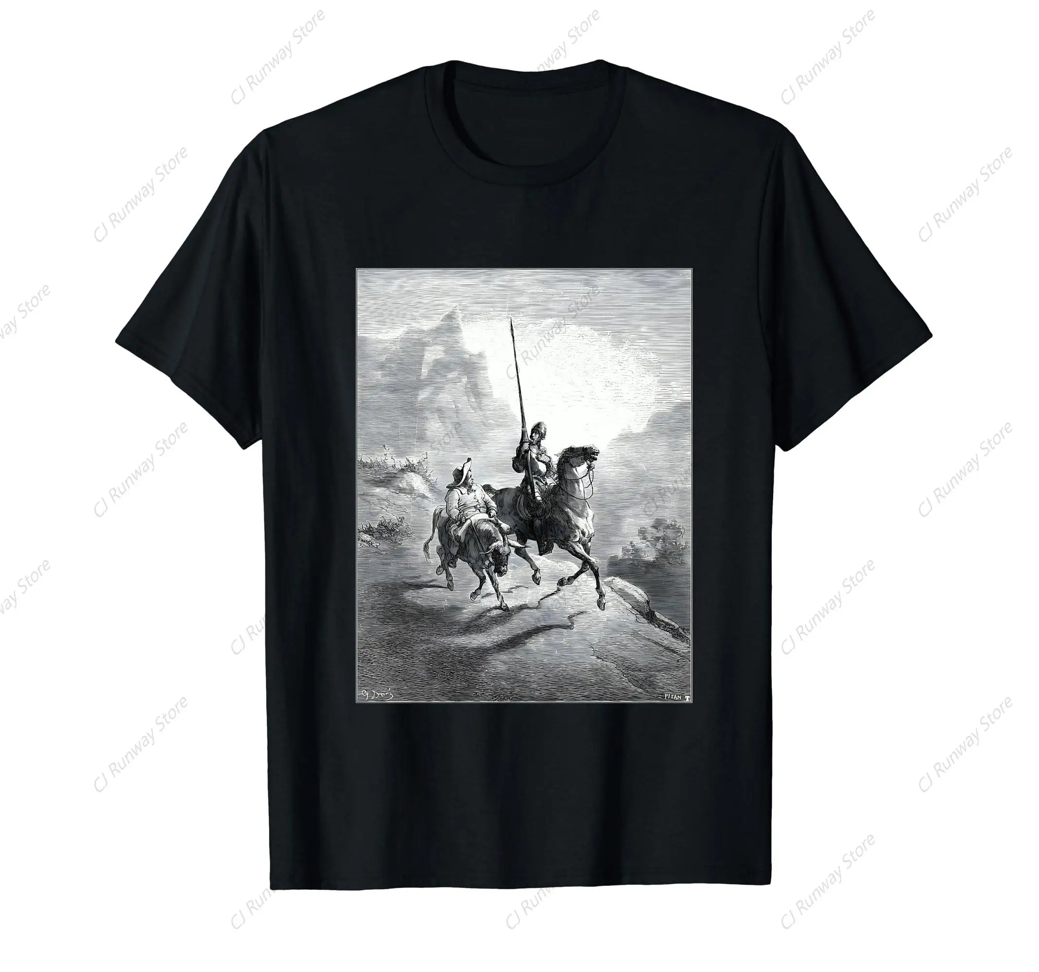 Don Quixote and Sancho Setting Out by Gustave Dore T-Shirt