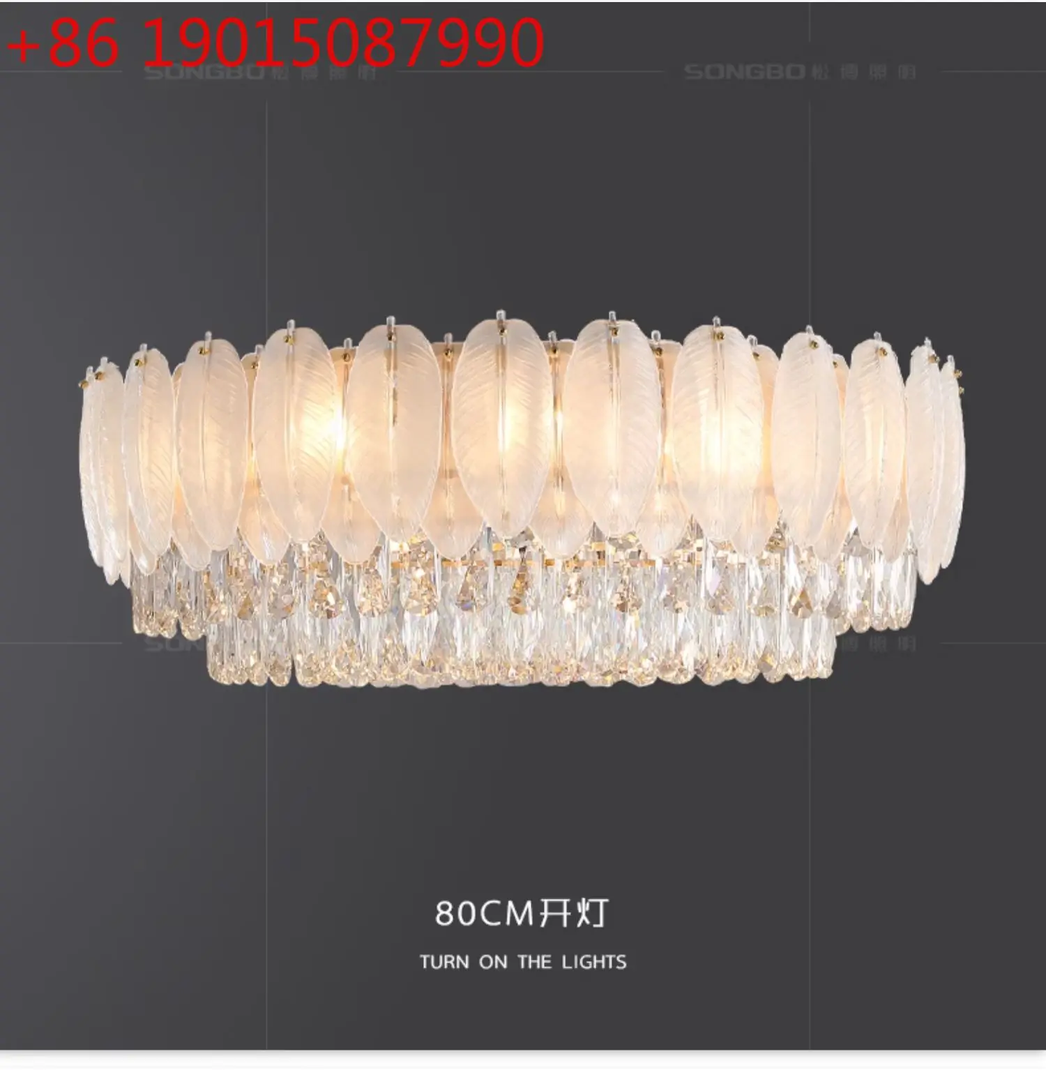 

Eye protection atmospheric feather crystal lamp French cream wind living room lamp
