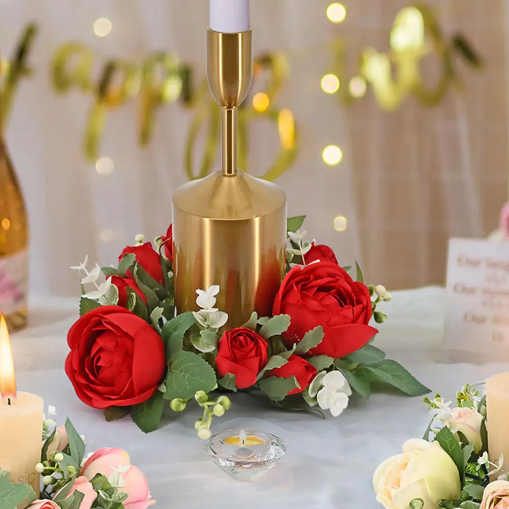 

2 Pcs Artificial Wreaths Rings Rings for Pillars Realistic Leaves Wedding Birthday Decor Floral Wreaths