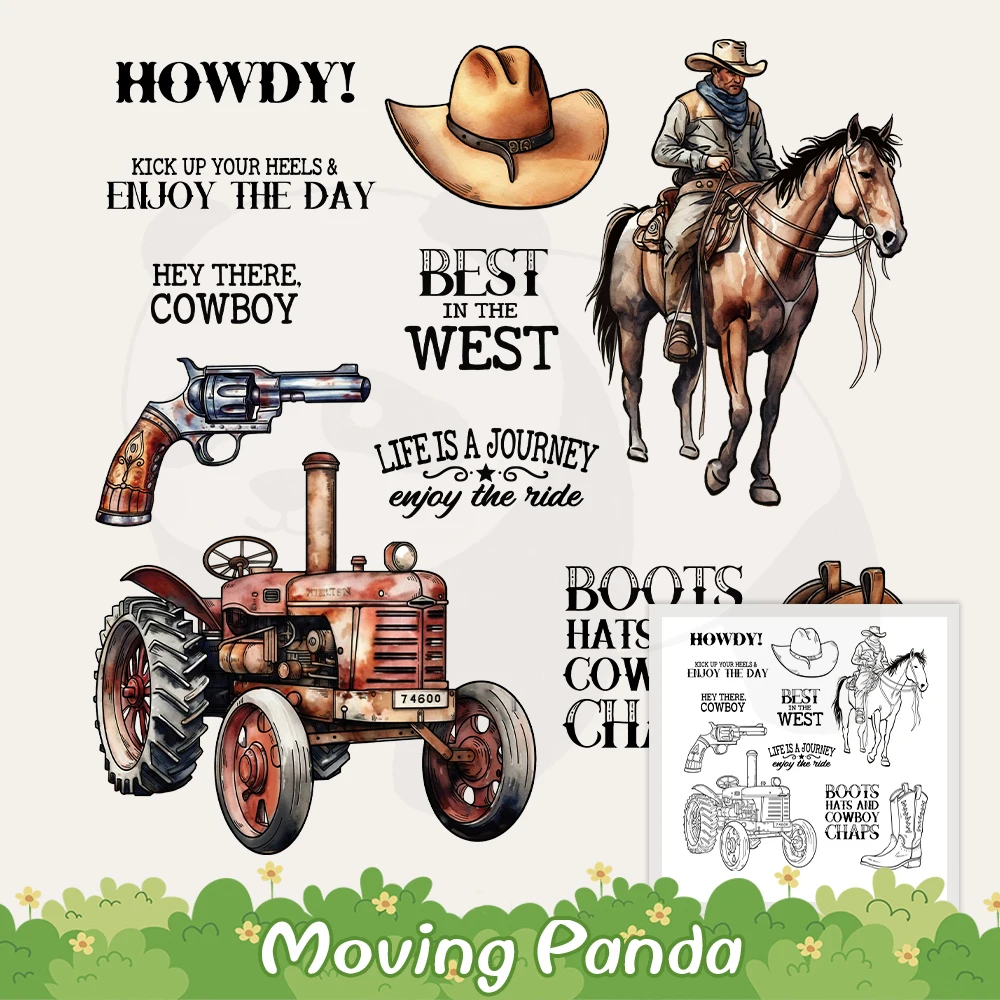 

West Cool Cowboy Tractor And Boots Clear Stamps DIY Scrapbooking Supplies Silicone Stamp For Card Making Albums Crafts Decor