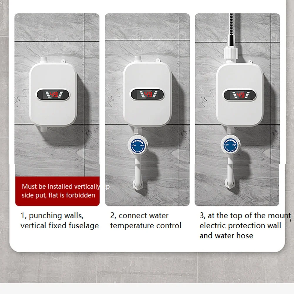 Aquecedor de água quente instantâneo para banheiro, torneira do chuveiro, display digital, plugue da UE, 220V, 3500W