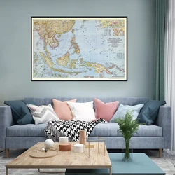 90*60cm Southeast Asia 1944 World Map Horizontal Map World Detailed Poster Wall Chart Paper Kraft Paper Home Office Decoration