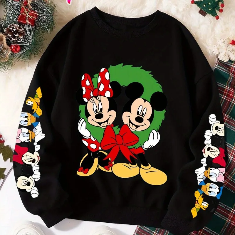 ديزني Y2k نمط عيد الميلاد ميكي كارتون المرأة هوديي الخريف والشتاء جديد الرجال والنساء ملابس غير رسمية موضة الشارع