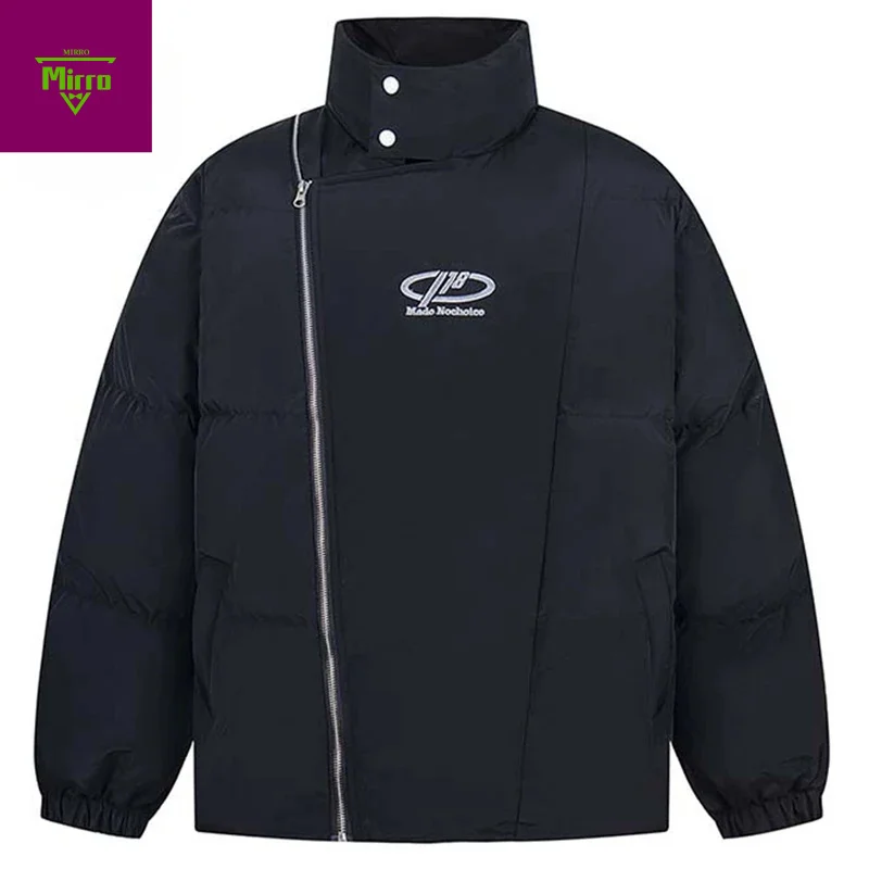 

Men Winter Jackets Diagonal Zipper Padded Coat Thicken Warm Parkas Streetwear Harajuku Hip Hop Oversized Jackets Outwear