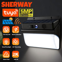 2K Tuya Floodlight WiFi Solar Camera Security Outdoor HD 5MP Wireless Low Power Battery Camera PIR Human Detection Surveillance