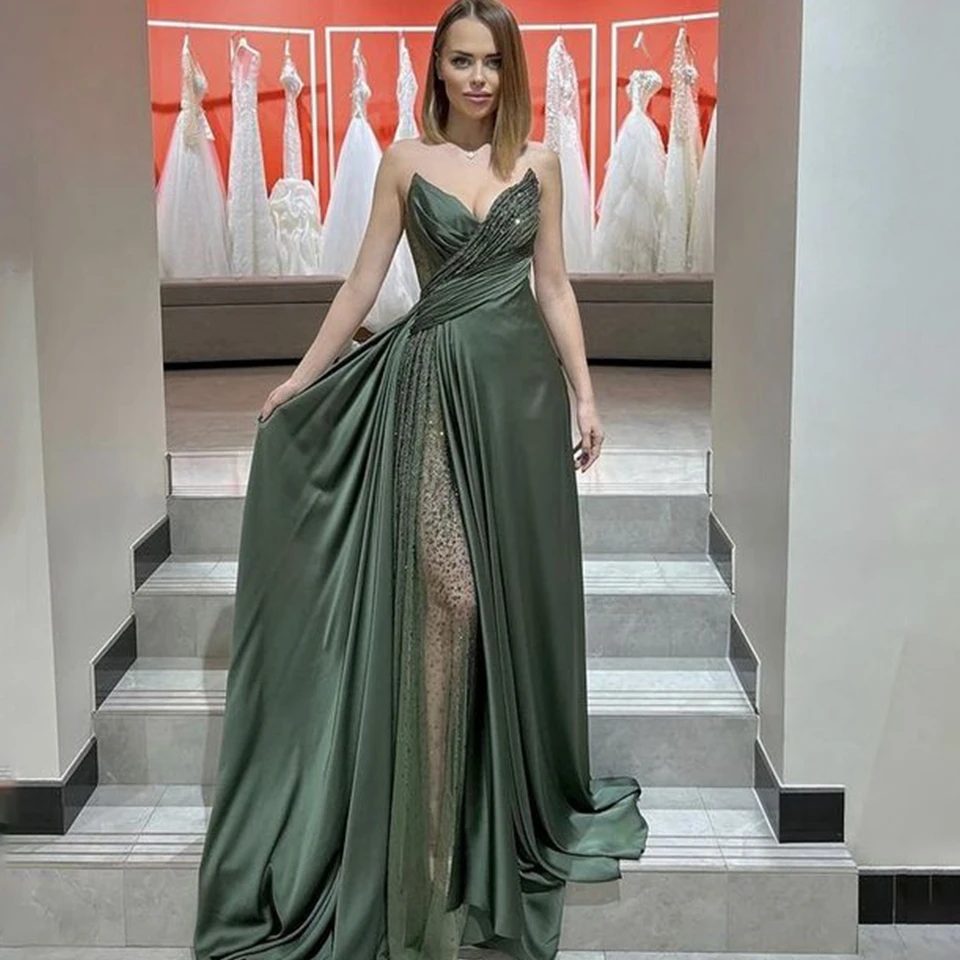 Customized Evening Dresses pearl Dress Elegant Sexy Deep Sweetheart Floor-Length Backless Evening Dress for Women Party 2024