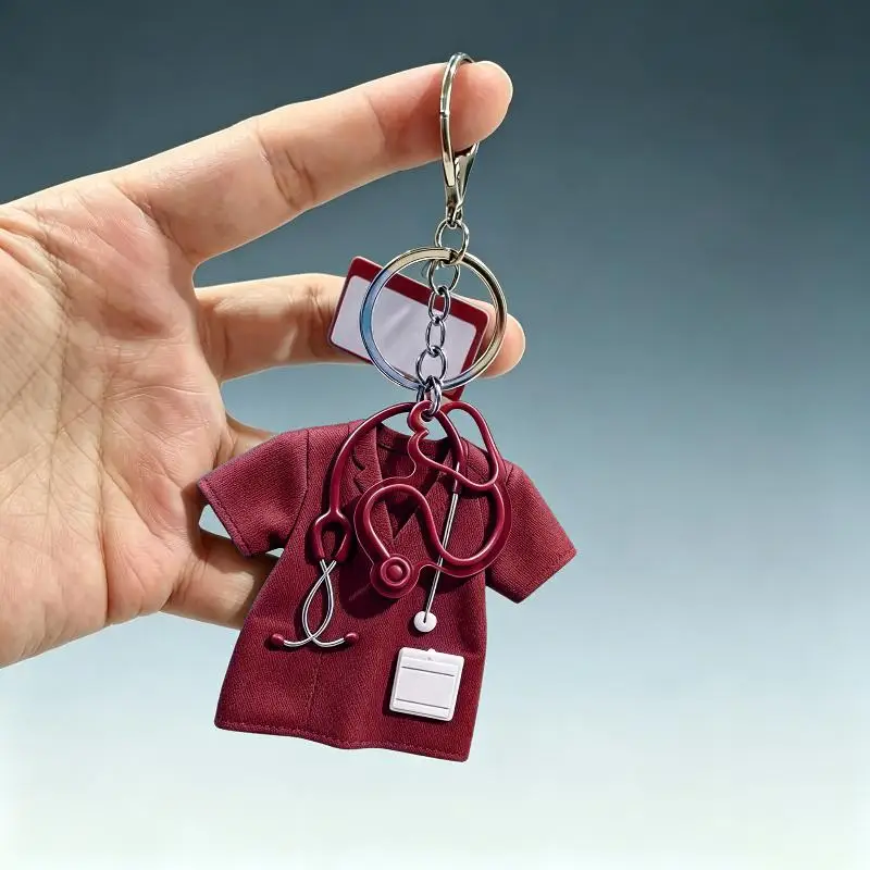 Medizinischer Schlüsselanhänger mit Stethoskop-Motiv, kratzfest, 2D-Flach, als Dekoration für den täglichen Rucksack, Geschenk für Ärzte – Detail 6