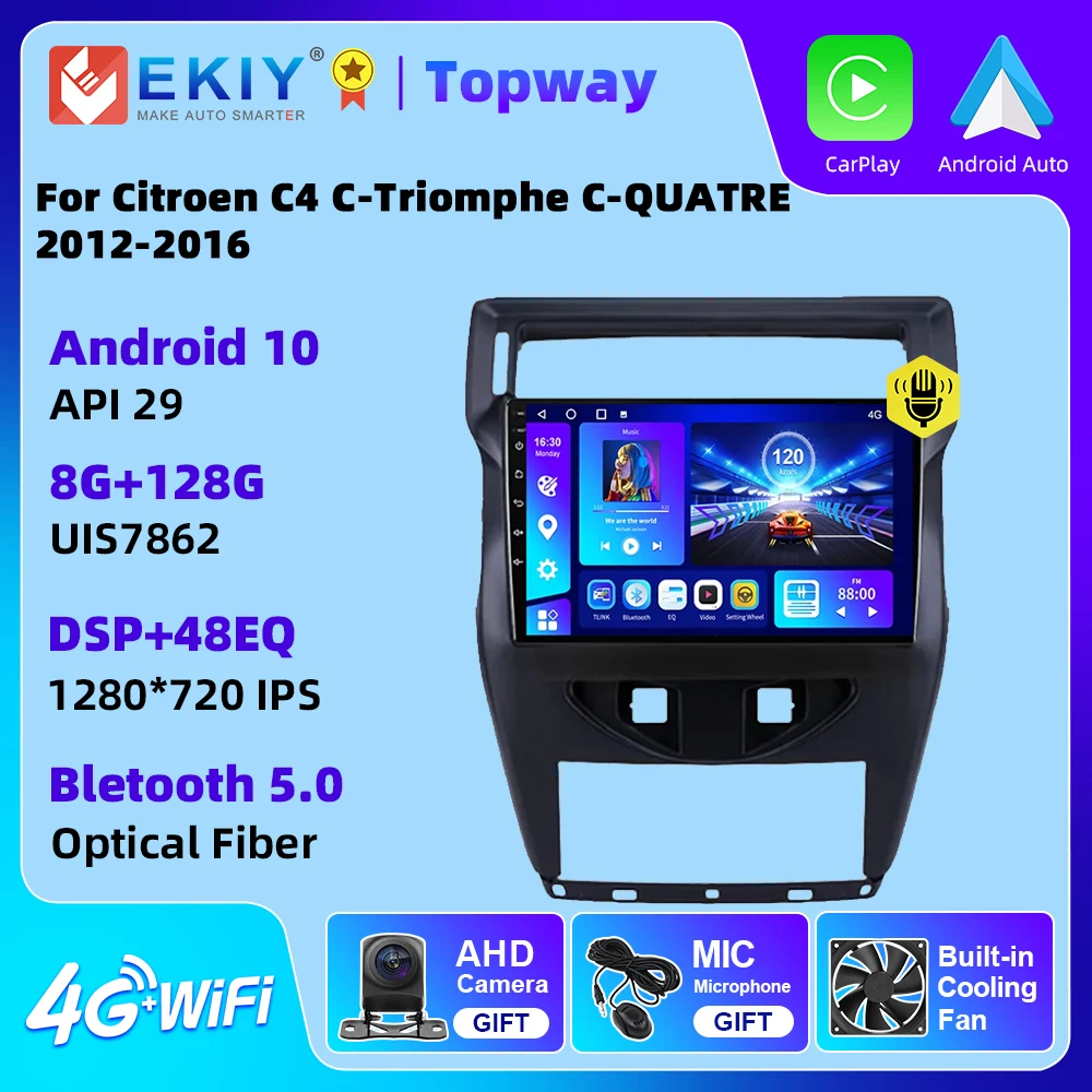 

EKIY Car Radio For Citroen C4 C-Triomphe C-QUATRE 2012 - 2016 Android 10 Multimedia Android Auto Carplay Video Player GPS