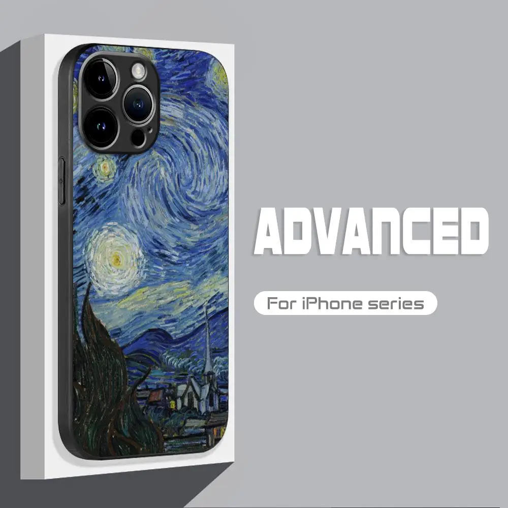 Retro Van Gogh Art Painting  Phone Case For iPhone 15 14 13 12 11 X XR XS XSMAX 8 7 Plus Mini Pro Max Soft Black Phone Cover