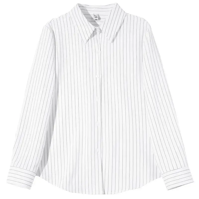 Straight Striped Blouses Formal Button Simplicity Dignified Lightly Cooked Office Lady All Season Fashion Women's Clothing 2022