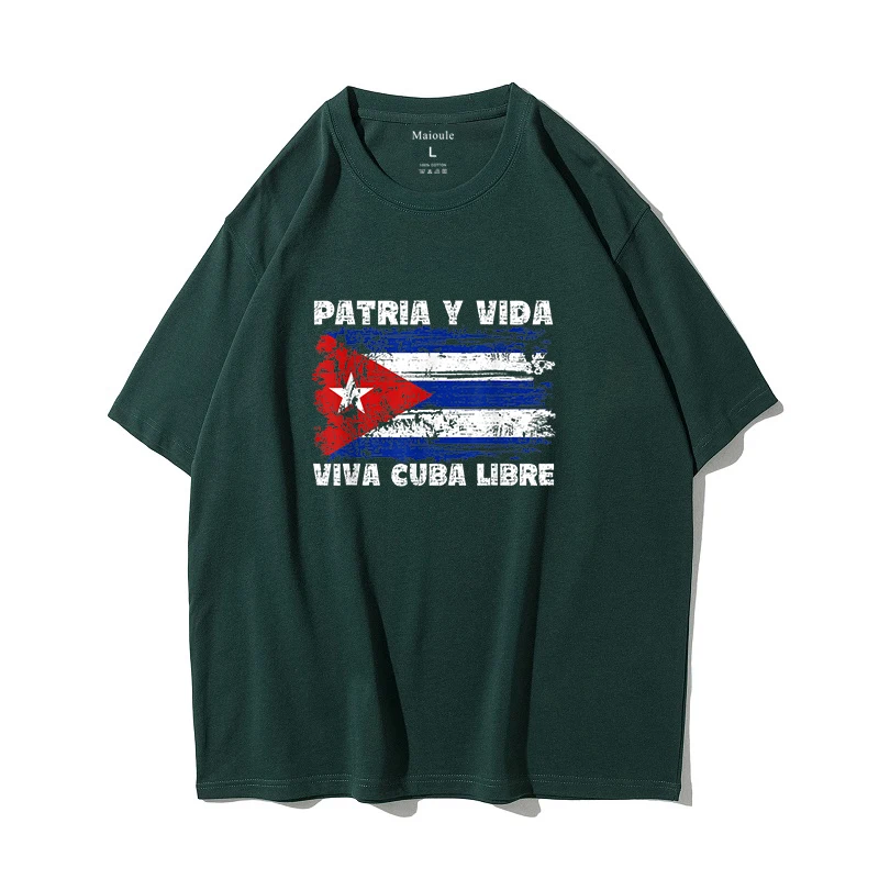 FPMaioule Patria Y Vida Cuba T Shirt Mens Clothing Cotton Cuban Freedom Graphic Tees Tops Vintage T Shirt Oversized Streetwear 3