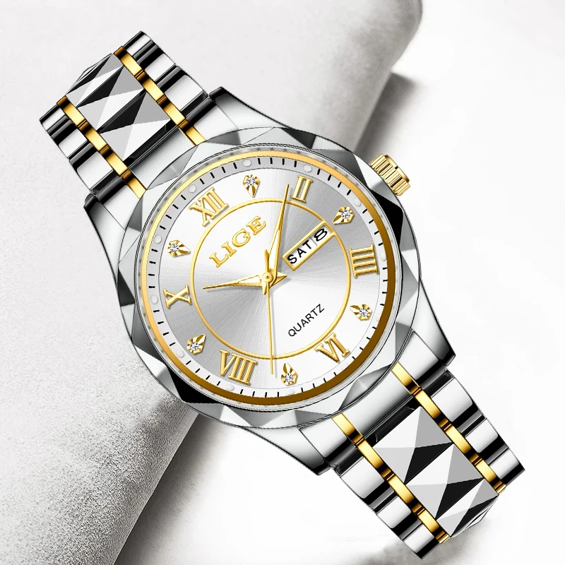 LIGE Fashion Luxury Waterproof Watch for Women Luminous Date Stainless Steel Band Quartz Women\'s Ladies Wristwatches Reloj Mujer