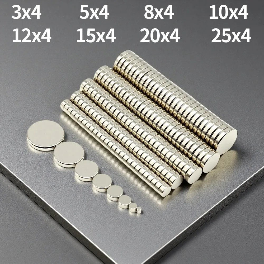 Super Strong Round Neodymium Magnet Powerful Magnetic NdfeB Permanent Refrigerator Magnet 5x4 8x4 10x4 12x4 15x4 20x4 25x4mm