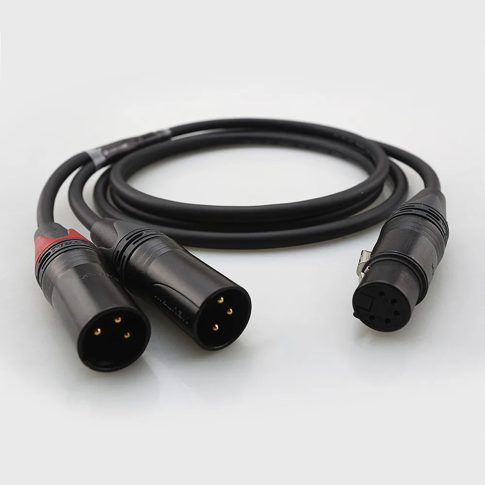 Cabo de Interconexão de Áudio Balanceado Neutrik 5 Pinos XLR Fêmea para Duplo 3 Pinos XLR Macho Y Splitter