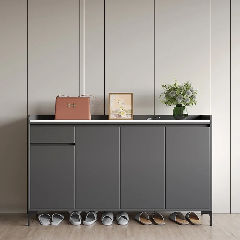 Wooden Display Shoe Cabinet Organizer Storage Living Room Modern Vertical Slippers Shoe Shelf Box Muebles Entrance Furniture