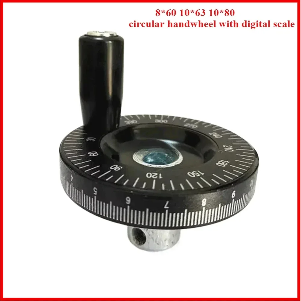 

10 X 63mm/8 X 63mm/10 X 80mm Graduated Handwheel with Angle Scale Bakelite Milling Handwheel Mechanical Revolving Handle Crank