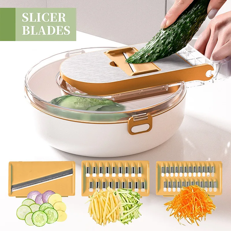 

14 in 1 Vegetable Cutting Multifunctional Stainless Steel Vegetable Chopper Potato Manually Cut Shred Slicer Grater Kitchenware