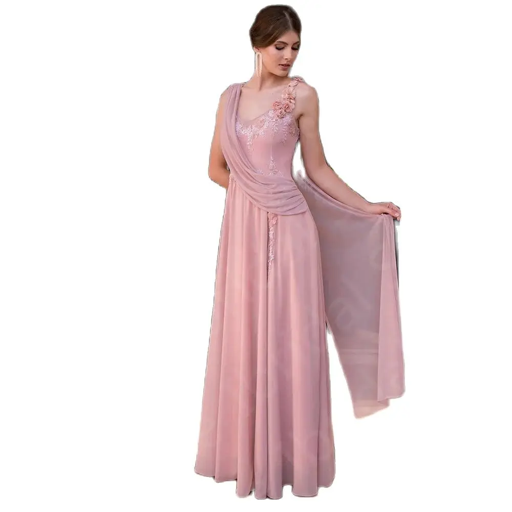 Vestidos de festa de casamento sem mangas com alças, vestidos clássicos para a mãe da noiva, vestidos árabes, à venda, rosa rosa, 2024