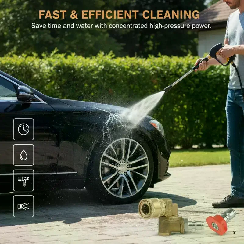 

180 ° Поворотная насадка для мойки высокого давления с 5 угловыми насадками, быстросъемное соединение 1/4 дюйма, насадка для очистки водостоков для домашнего использования