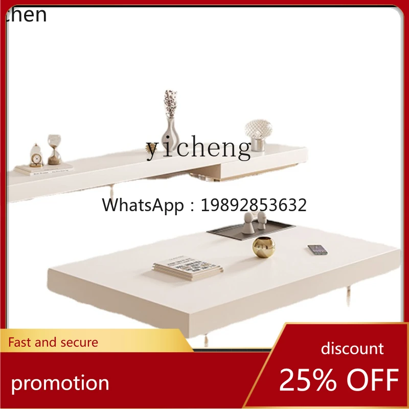 HT Modern Minimalist Acrylic Suspension Stone Plate Coffee Table TV Cabinet Combination Small Apartment