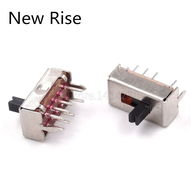 10PCS SS23D07 8 PINS 3 Position 2P3T Toggle Switch Double Vertical Sliding Switch Handle Length:3MM/4MM/5MM Bracket