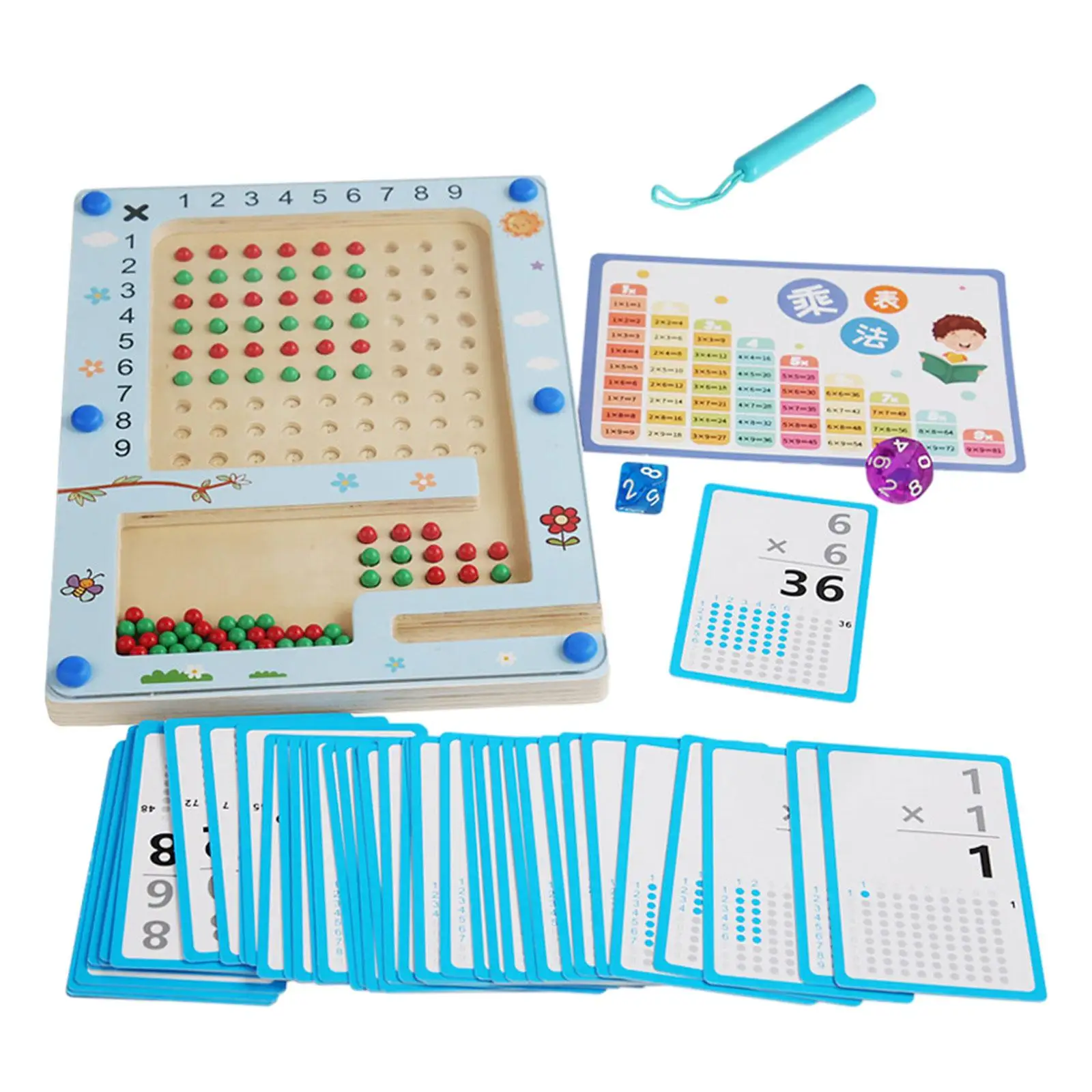 Wooden Multiplication Board Game Teaching Aids Multipurpose Double Sided Board for Boys Girls Children Toddlers Preschool Gifts