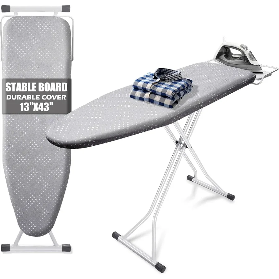 

Ironing Board 13"x43",Compact Ironing Board with Iron Rest,Folding Iron Board for Small Space,Heat Scorch Resistant Cover,Sturdy