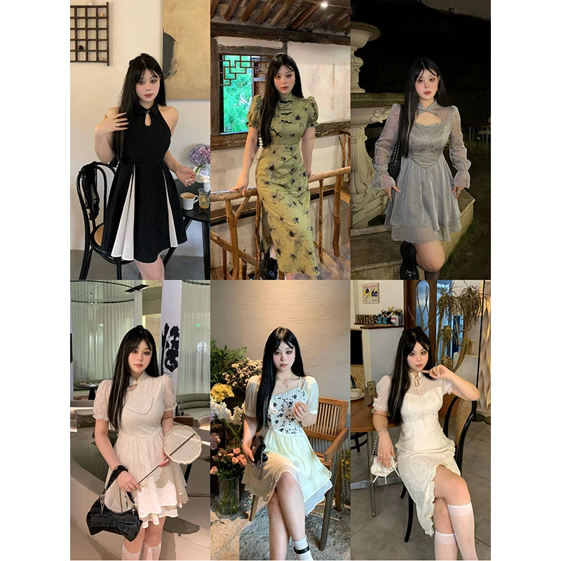 

Новая ретро-китайская шелковая юбка А-силуэта с высокой талией, летняя модная женская длинная и короткая юбка-ципа