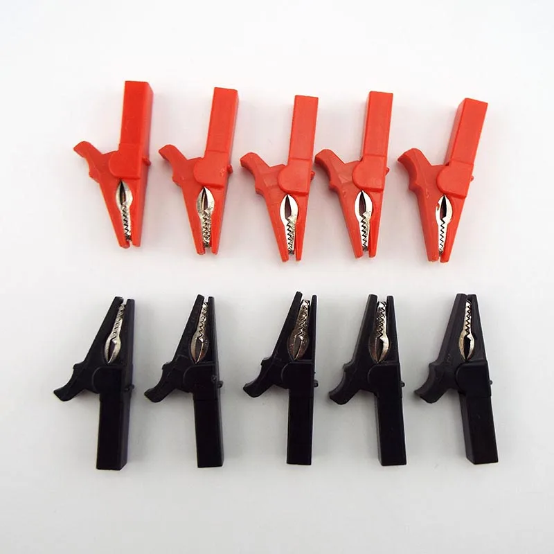 55mm Crocodile Clamp Probe Alligator Clip Alligator DIY Clips Test Probe Black Red Color Socket Cable Insulated Electric Clips