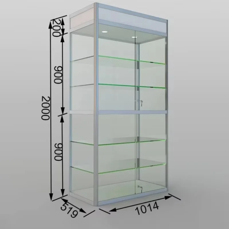 Modern tempered glass display cabinet 6 shelves display cabinet high quality materials can be customized