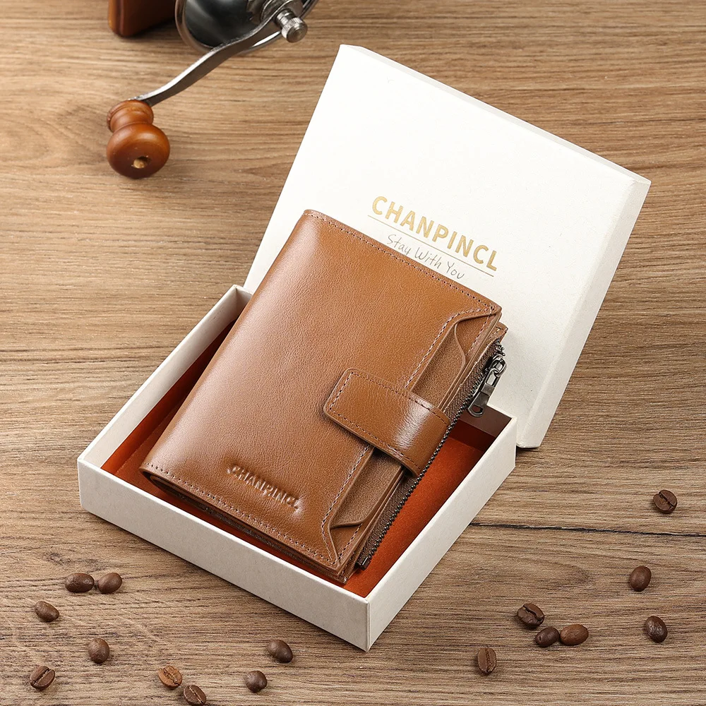 

CHANPINCL Luxury Men Wallet Genuine Cow Leather Original 16 Card Slots Short Vertical Driver License First Layer Cowhide Bag