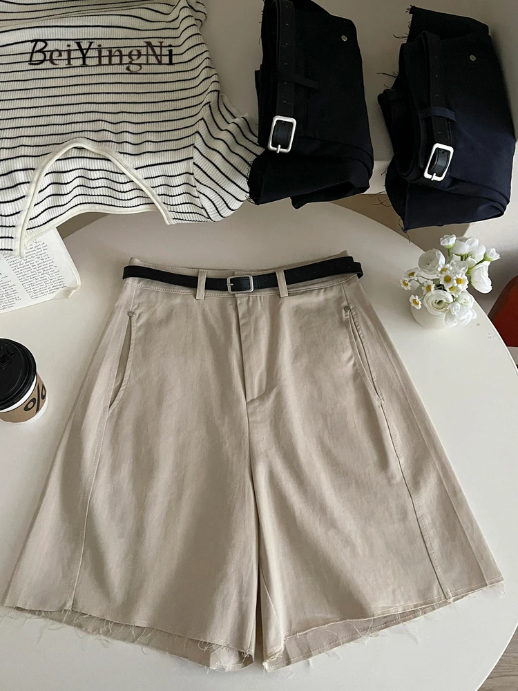 Beiyingni Casual Elegant Summer Women's Shorts 2025 New Style Solid Color Korean Chic Slim High Waist Shorts Female Black Short