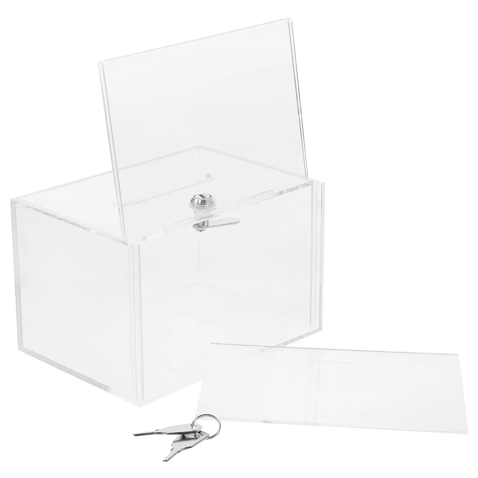 

Donation Box with Lock Transparent Acrylic Suggestion Letter Box for Fundraising Charity Collection Bucket Storing Envelopes