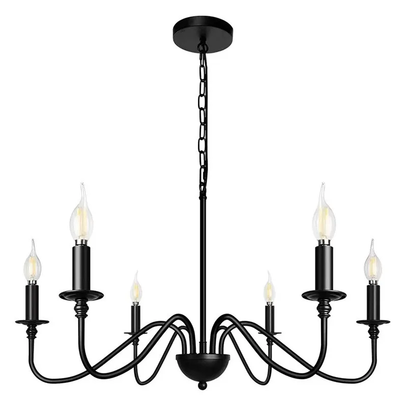 Simple Black/Gold Pendant lights Vintage Candle Suspension Lamps for Living Room Bedroom Restaurant E14 Chandeliers Lighting