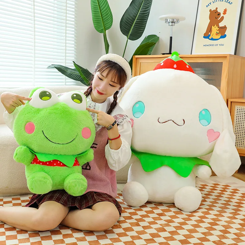 90cm Big Size Sanrio Strawberry Kuromi Stuffed Plushies Anime Cinnamoroll Doll Kawaii Keroppi Soft Plush Toys Christmas Gift Toy