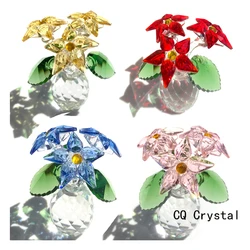 Crystal Poinsettia Figurines Ornament, Crystal Flower Figure Collectibles Sparkle Crystal Flowers Decor, Home Table Decor