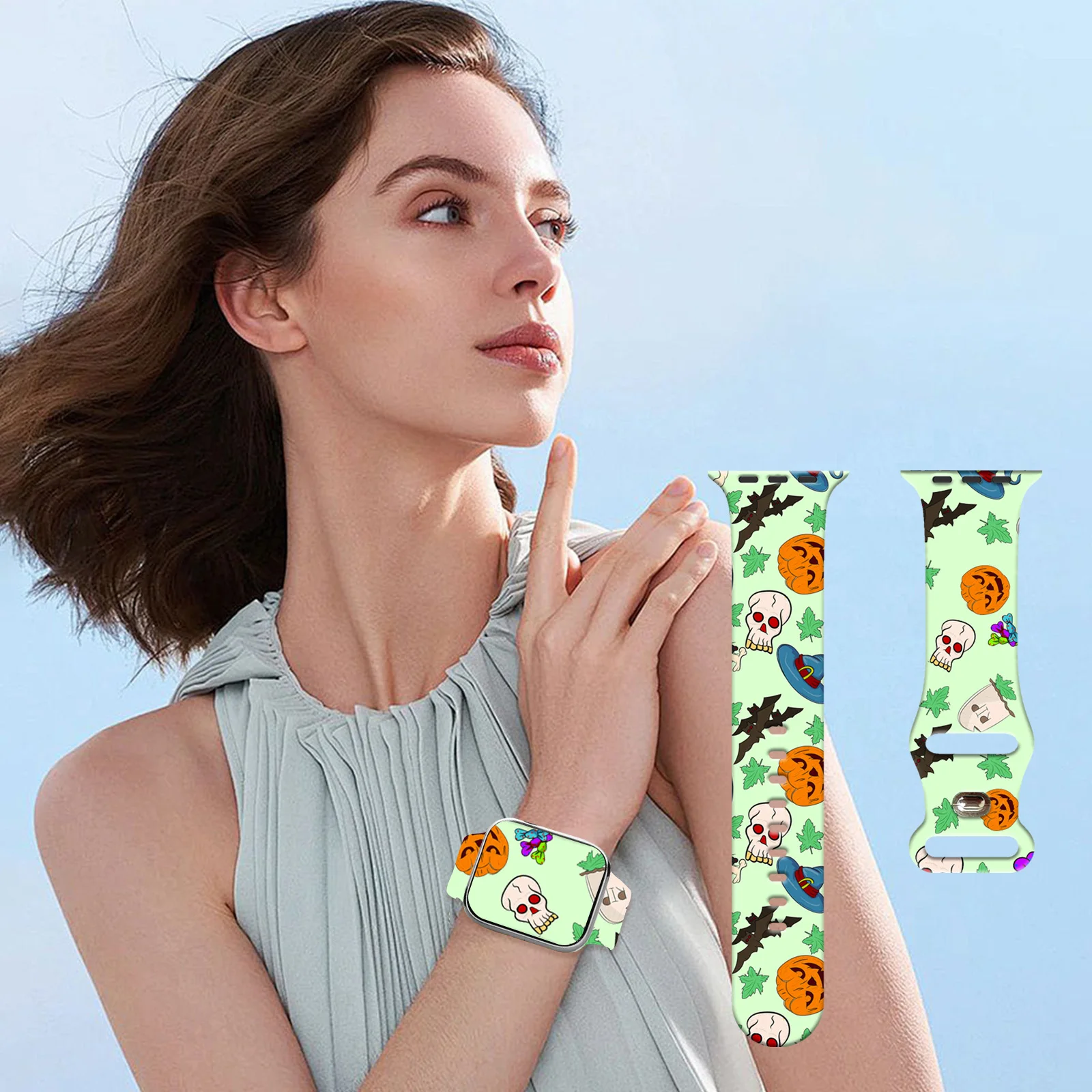 غريب هالوين ل أبل لساعة أبل 11 10 9 8 7 سيليكون الفرقة استبدال سوار ل iWatch 46 مللي متر 42 مللي متر 41 مللي متر 40 مللي متر حزام الساعات #4