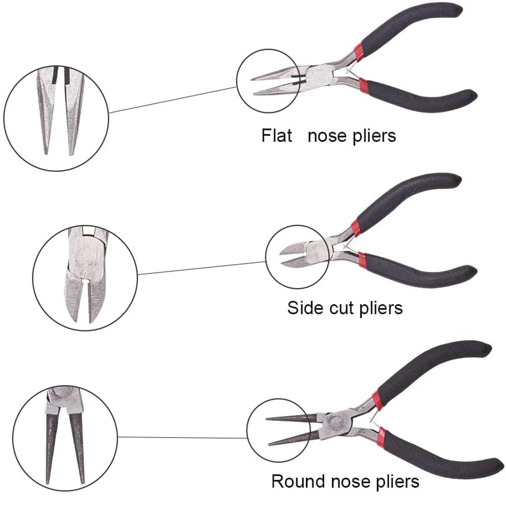 DIY Jewelry Making Tools Kits Pliers Sets Round Nose Plier Side Cutting Pliers Wire Cutter Scissor Beading Tweezers