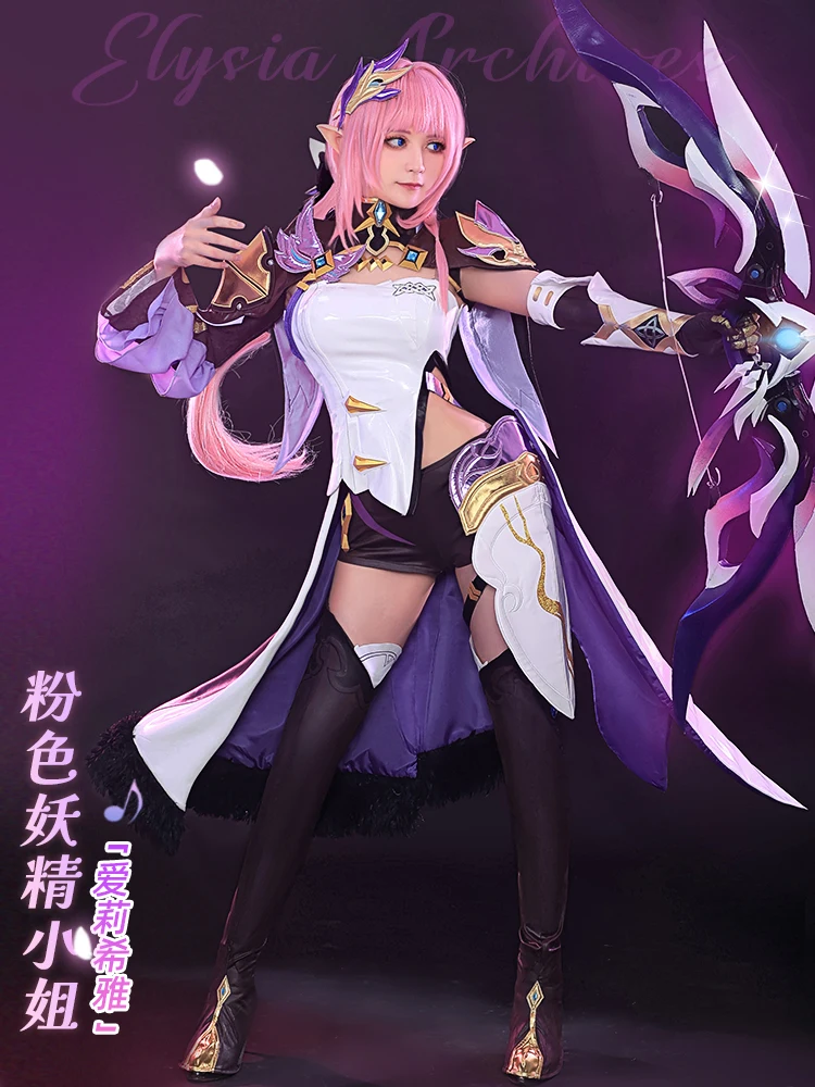 In Stock Game Honkai Impact 3 Elysia Cosplay Costume Miss Pink Uniform Halloween Party Role Play Outfit Full Set For Women