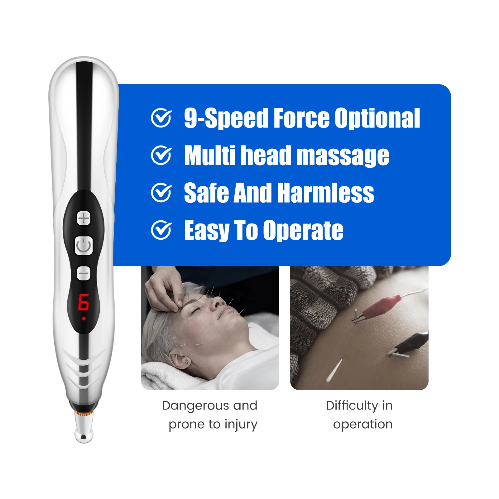 Electric Acupuncture Point Massage Pen Pain Relief Laser Therapy Electronic Meridian Energy Pen Face Body Back Neck Leg Massager